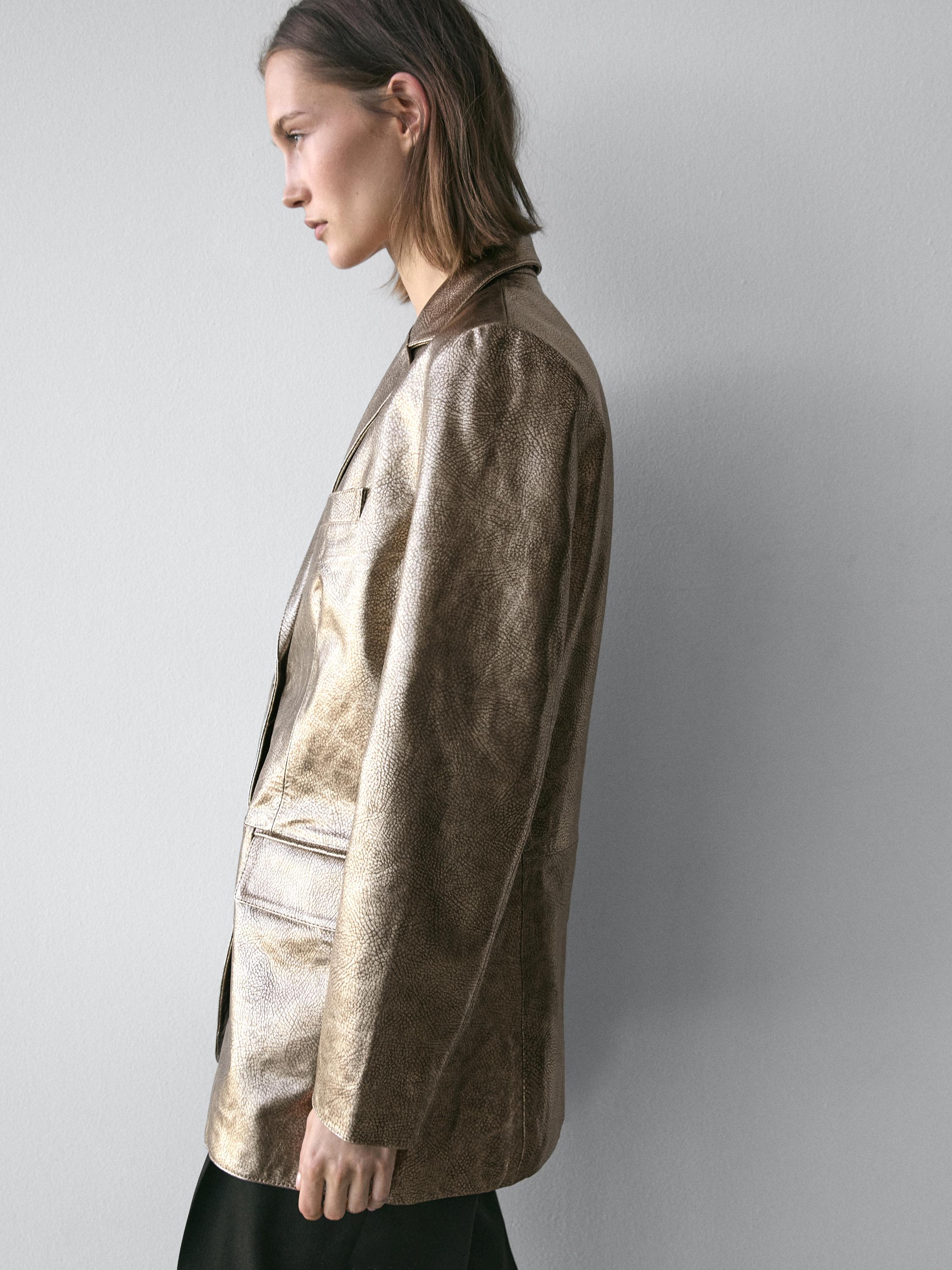 Metallic nappa leather blazer